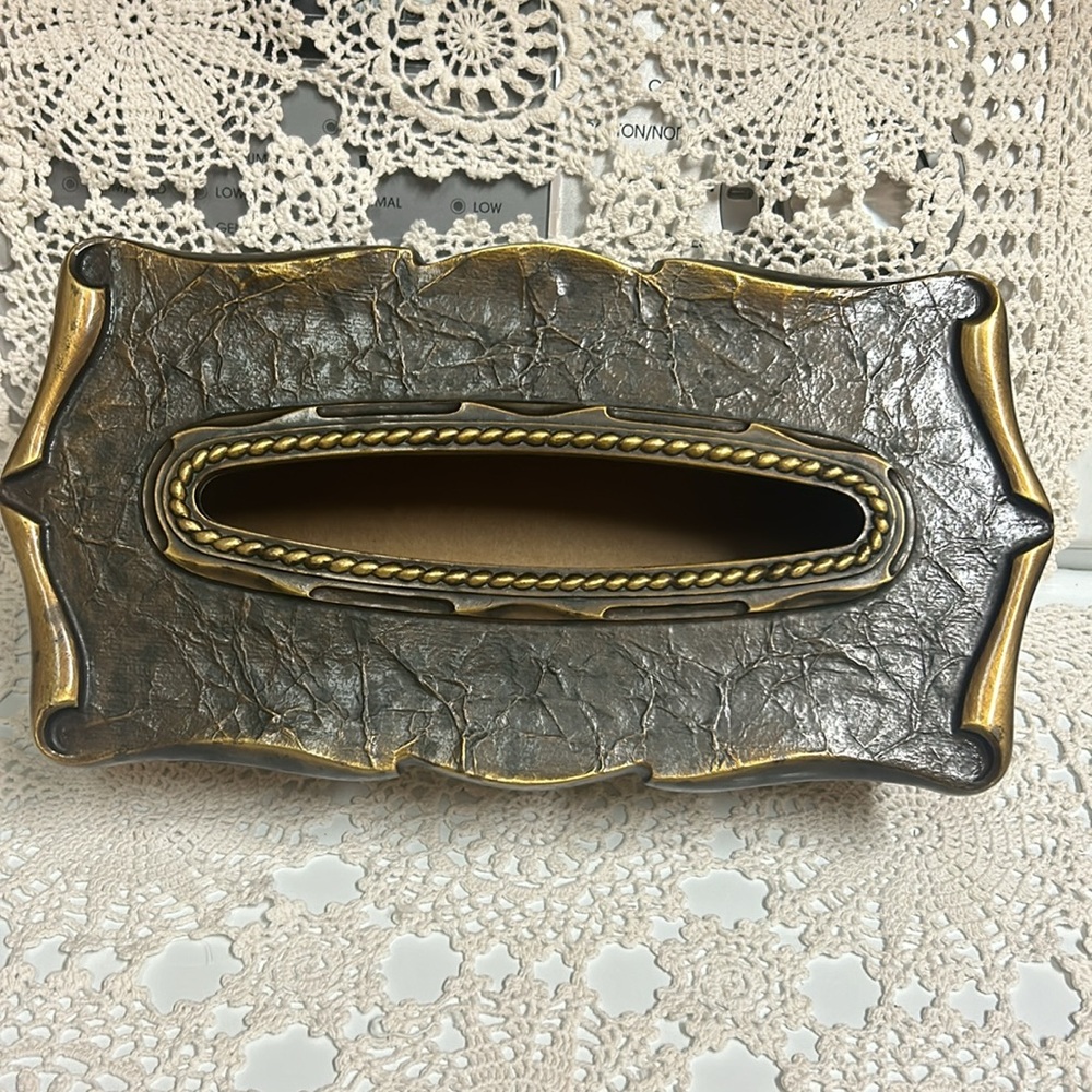 Vintage 1970's Brass Amerock Carriage House Tissue Box 9.75" x 5" x 2.5"
